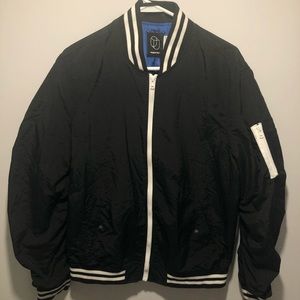 Black and white striped bomber Jacket